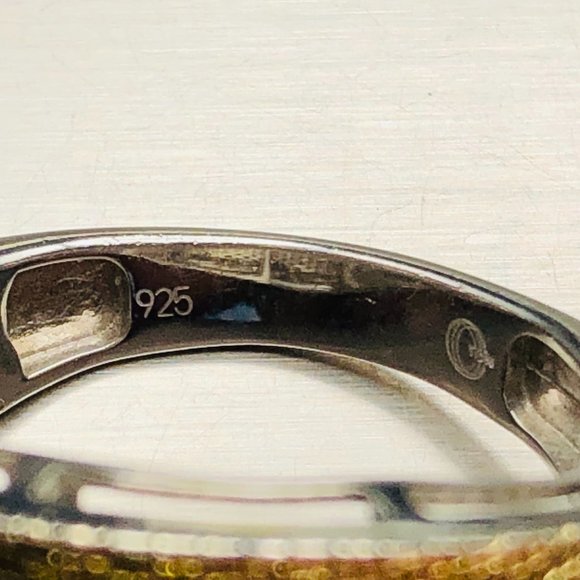 Unique Micro Pave set Yellow Citrine Men's Sterling Silver Ring Sz. 10 - 7.3 Gm - Picture 13 of 16